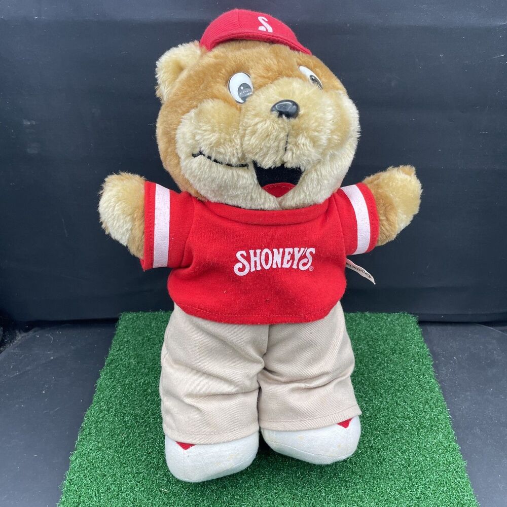 Shoney's Restaurant 12" Shoneys Teddy Bear Stuffed Toy With‎ Cap